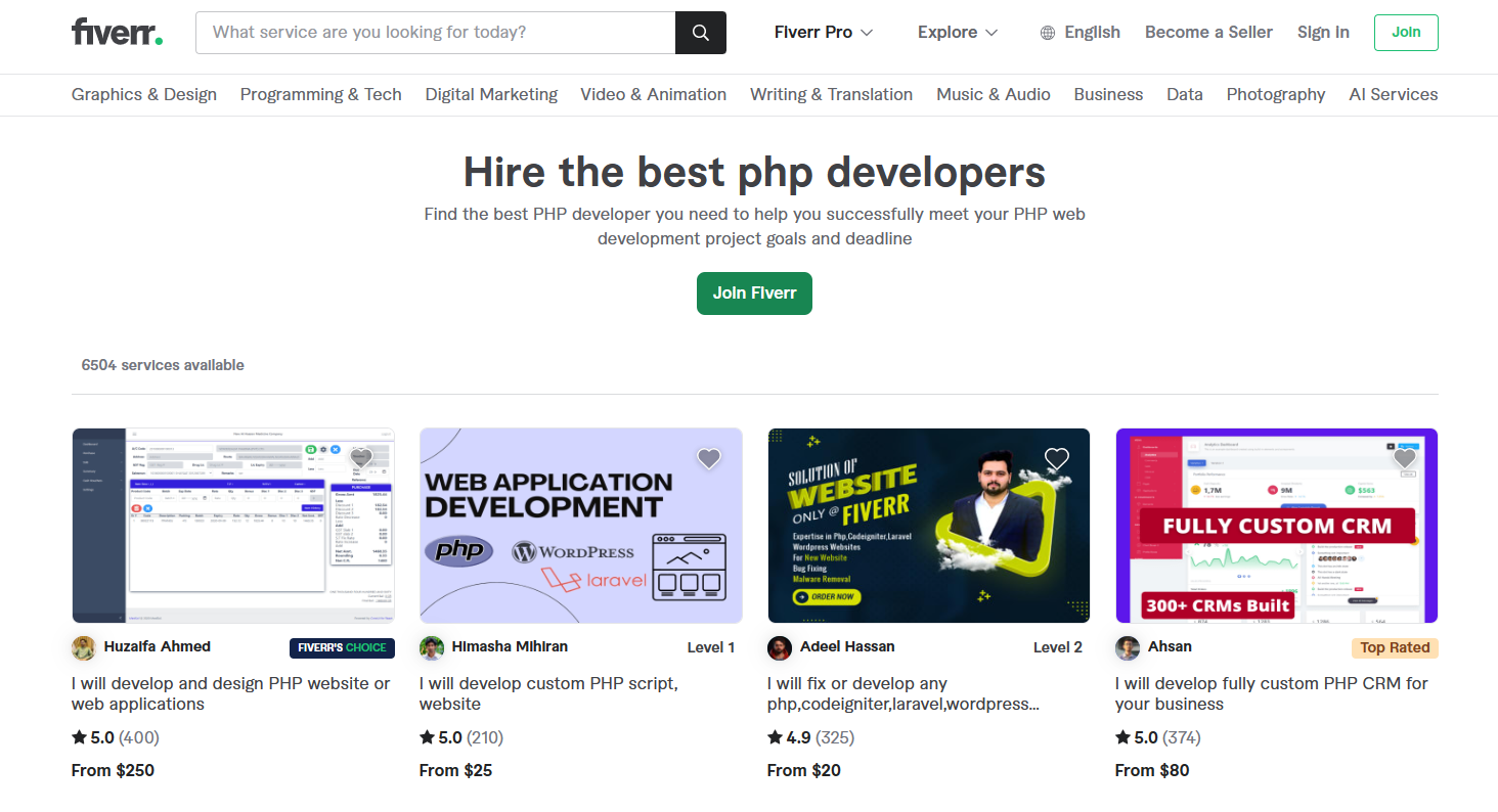 Fiverr - Hire Php Developers Online 